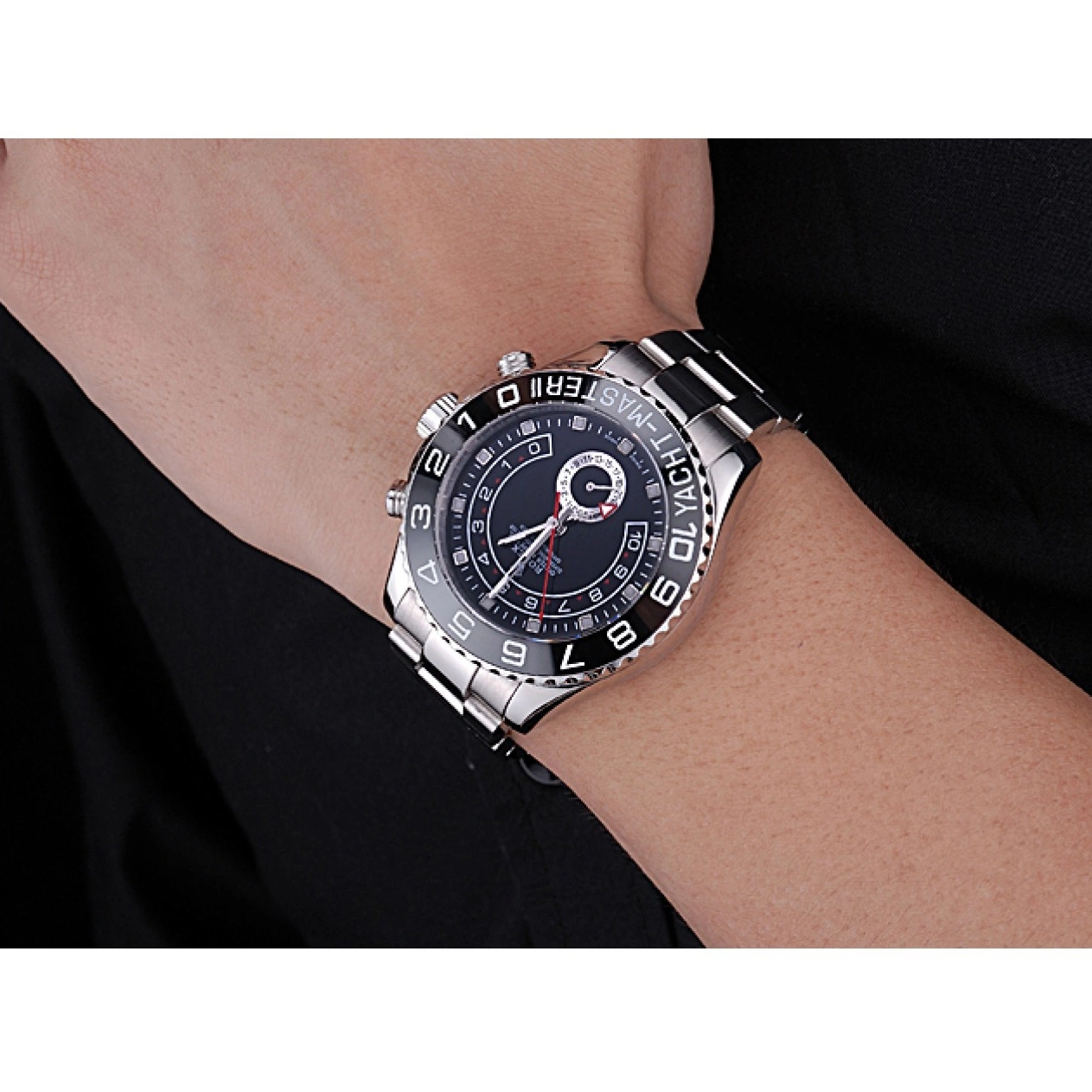 Aaa fake watches Stainless Master II Rolex Steel 622541 Black Yacht - Bracelet Dial 0613